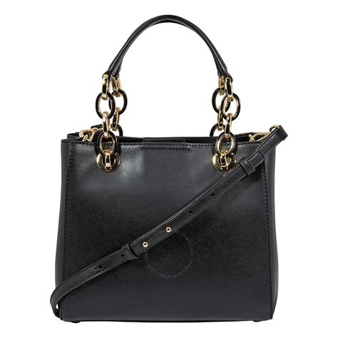 Michael Kors Cynthia Small Leather Satchel in Black 